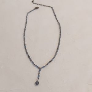 💐 Blue Beaded Dangle Necklace